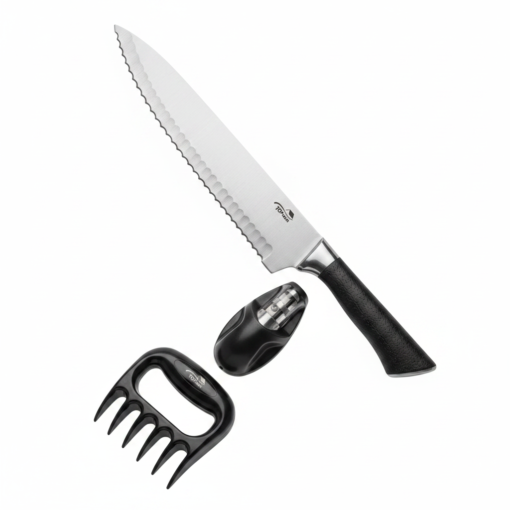 Kit Faca Churrasco Inox em fundo branco