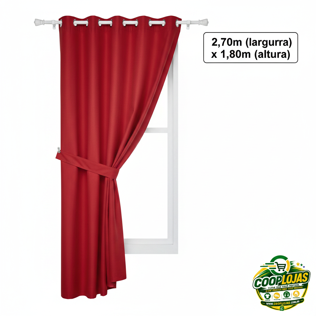 Cortina Casa Bela  Varão Com Ilhós 2,70m X1.80m