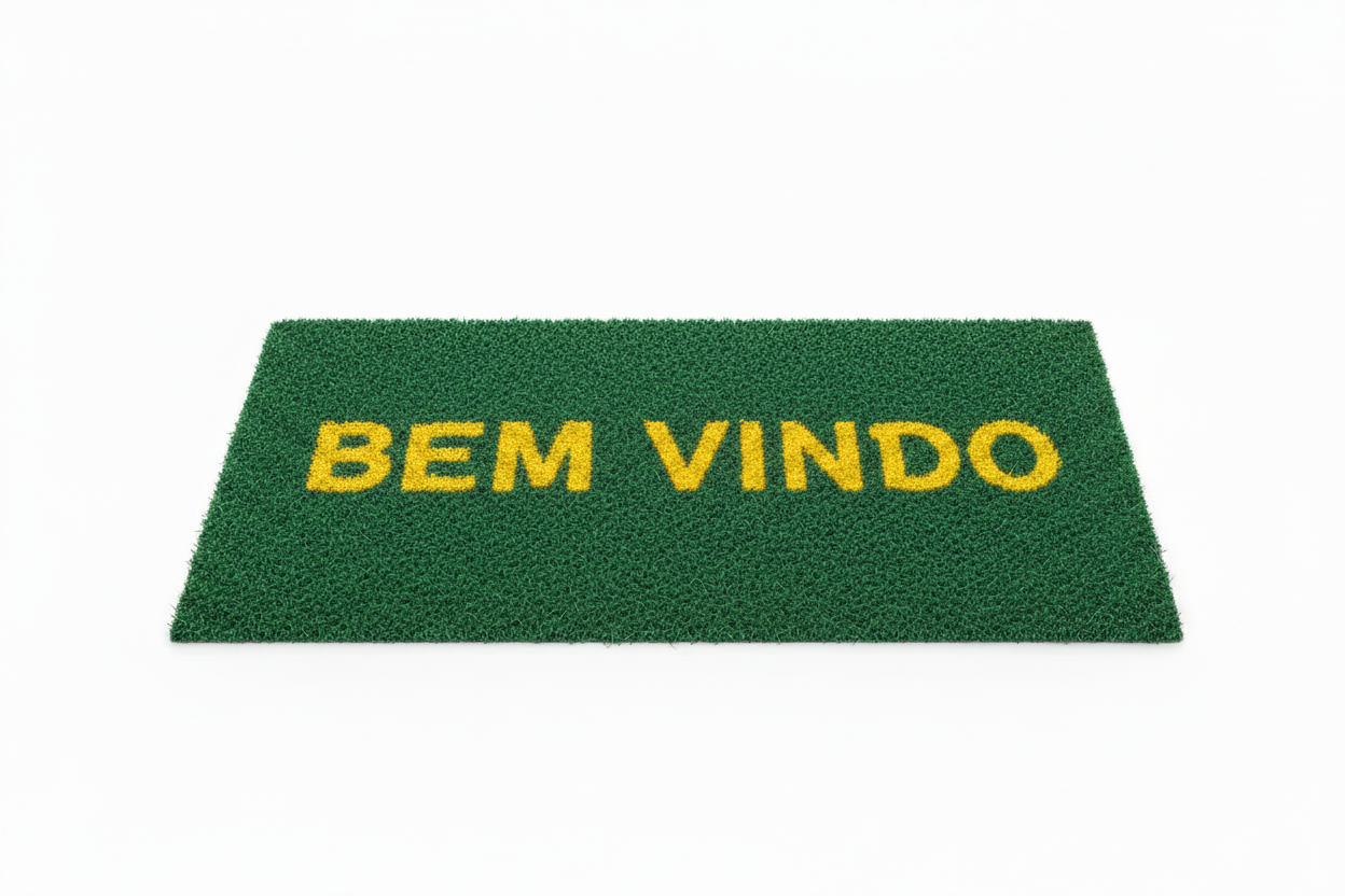 Tapete Bem Vindo verde com letra amarela