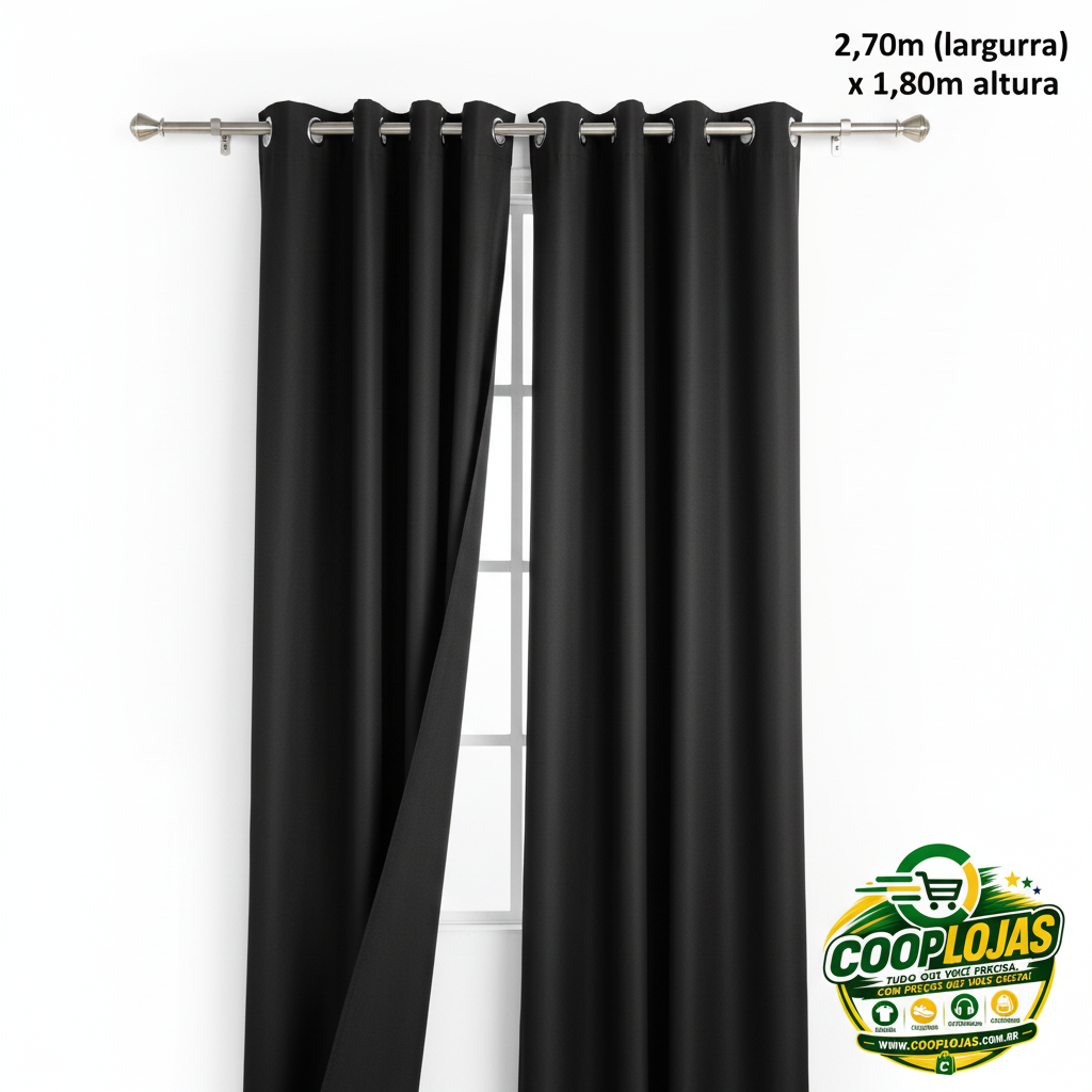 Cortina Casa Bela  Varão Com Ilhós 2,70m X1.80m