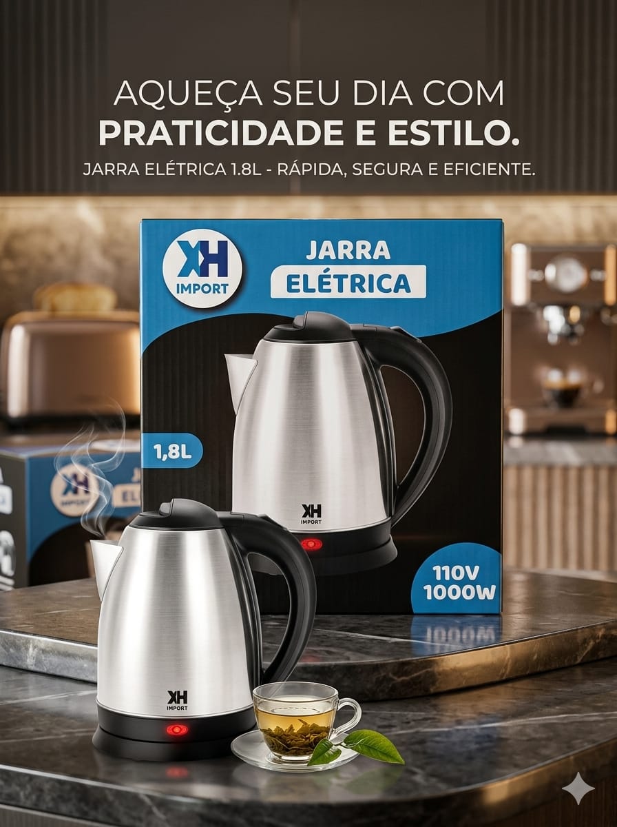 Jarra Elétrica BAK - Vidro Resistente - Até 18 Xícaras