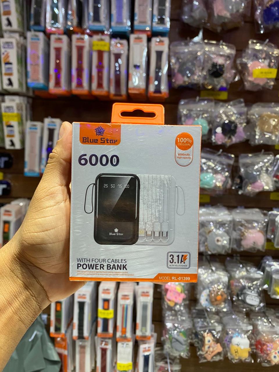 Power Bank 6000mAh With Cables — Cabos Embutidos