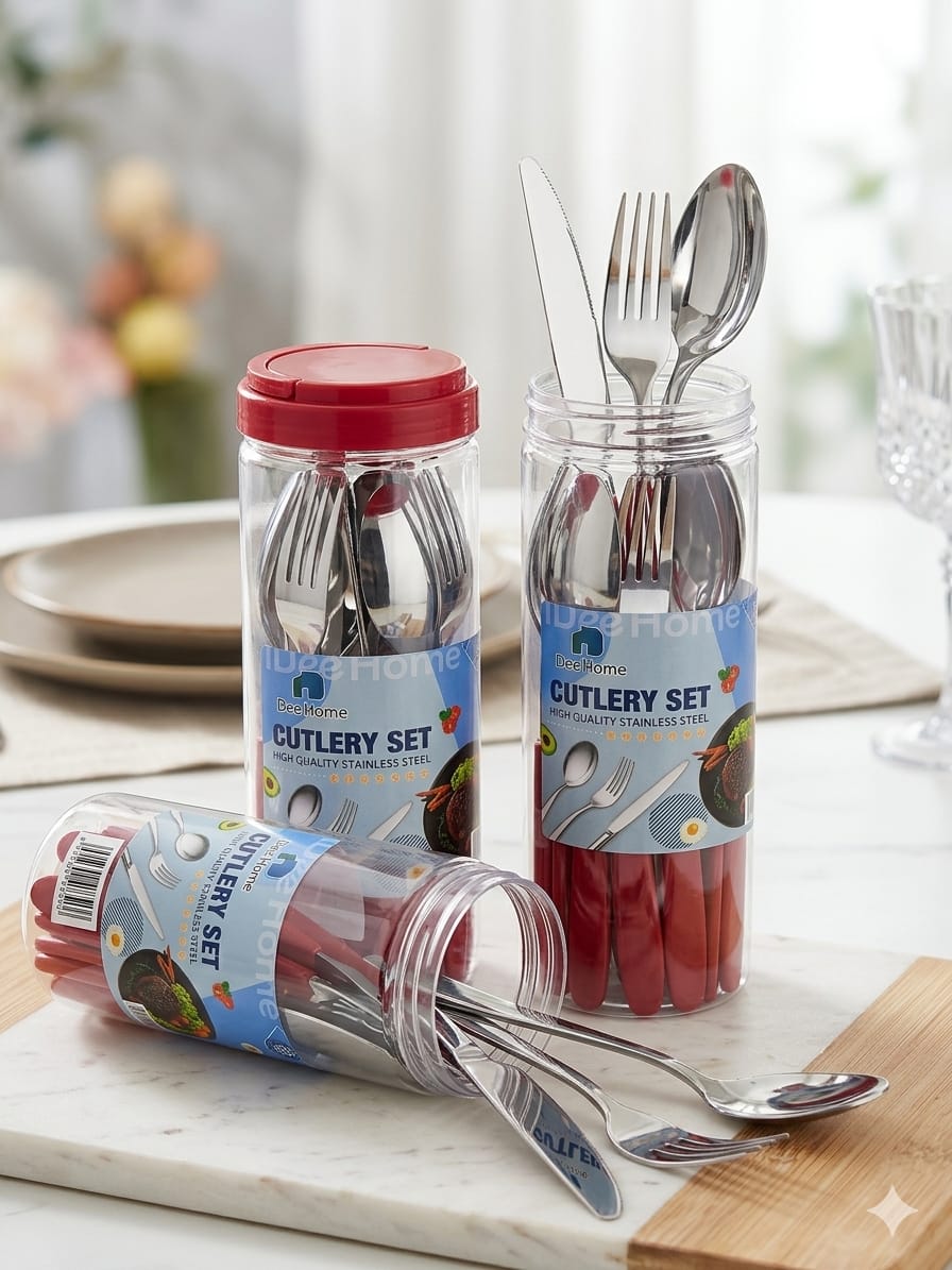 🍴✨ KIT TALHERES INOX COM PORTA TALHER ✨🍴