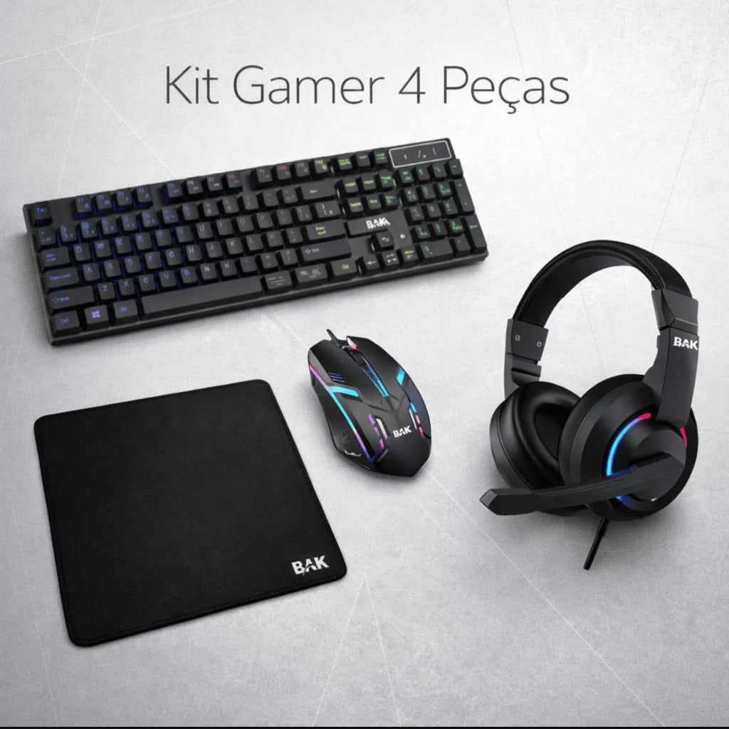 Kit Gamer Completo - Teclado + Mouse + Headphone + Mouse Pad USB