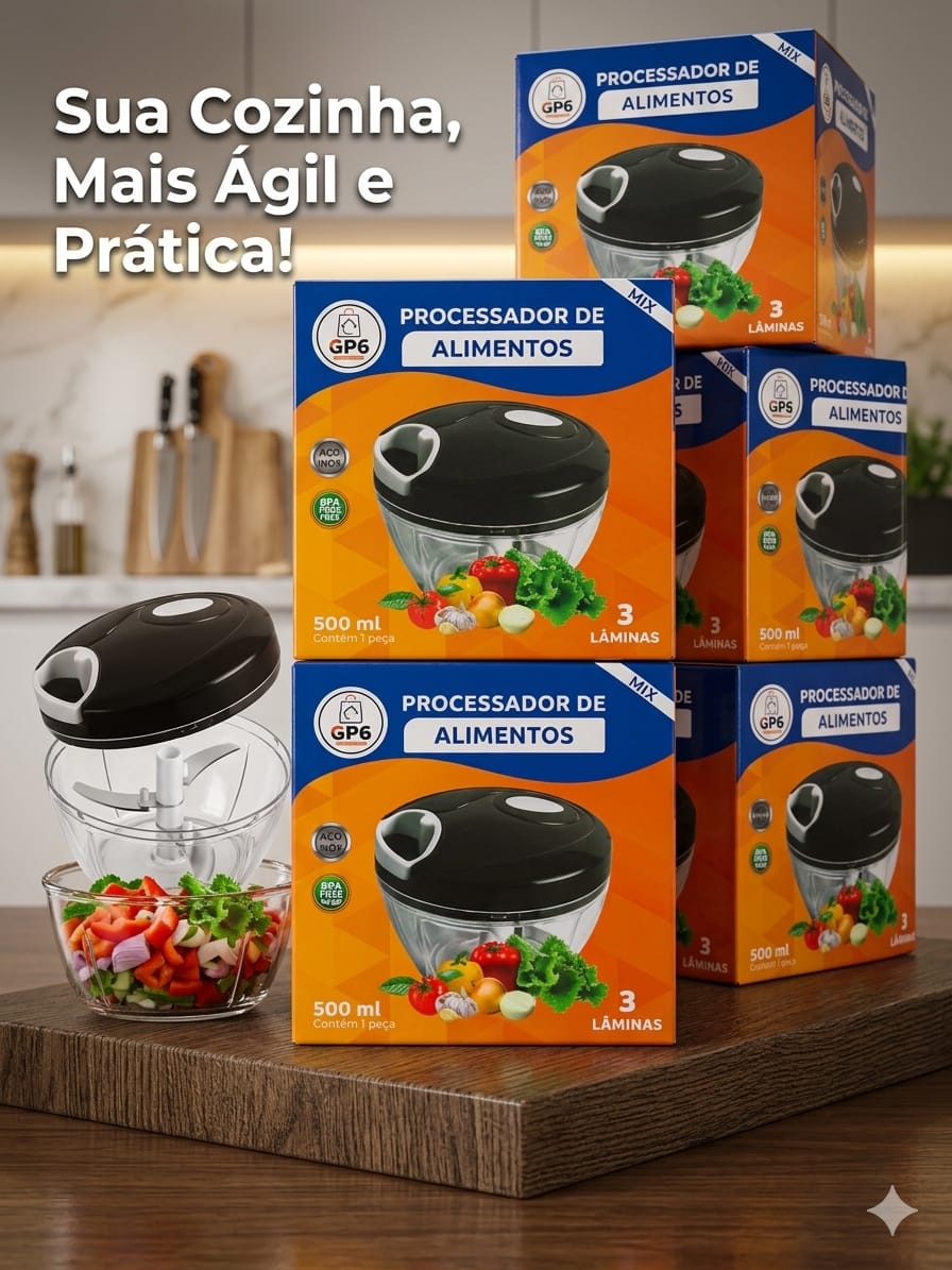 Processador de Alimentos 500ml com 3 Lâminas