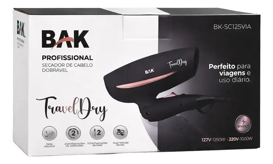 ✨💨 Secador de Cabelo Dobrável BAK ✨💨