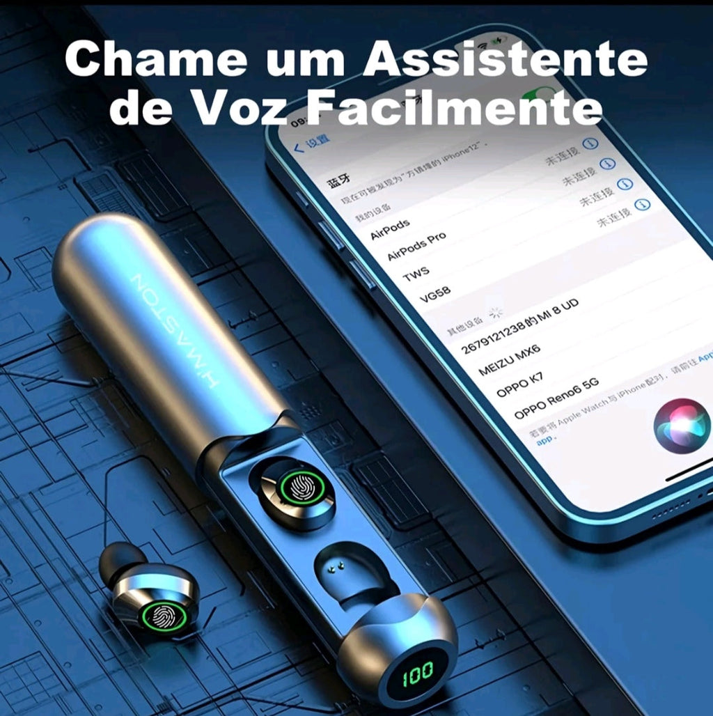 Fone Bluetooth TWS H'Maston com Case Carregador