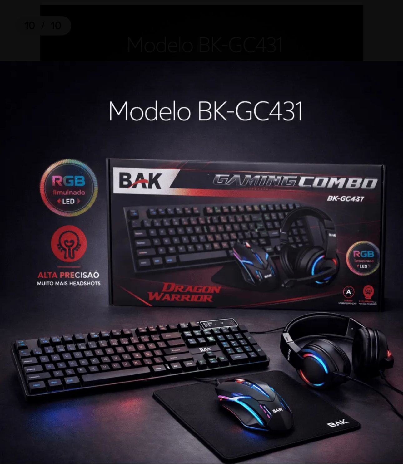 Kit Gamer Completo - Teclado + Mouse + Headphone + Mouse Pad USB