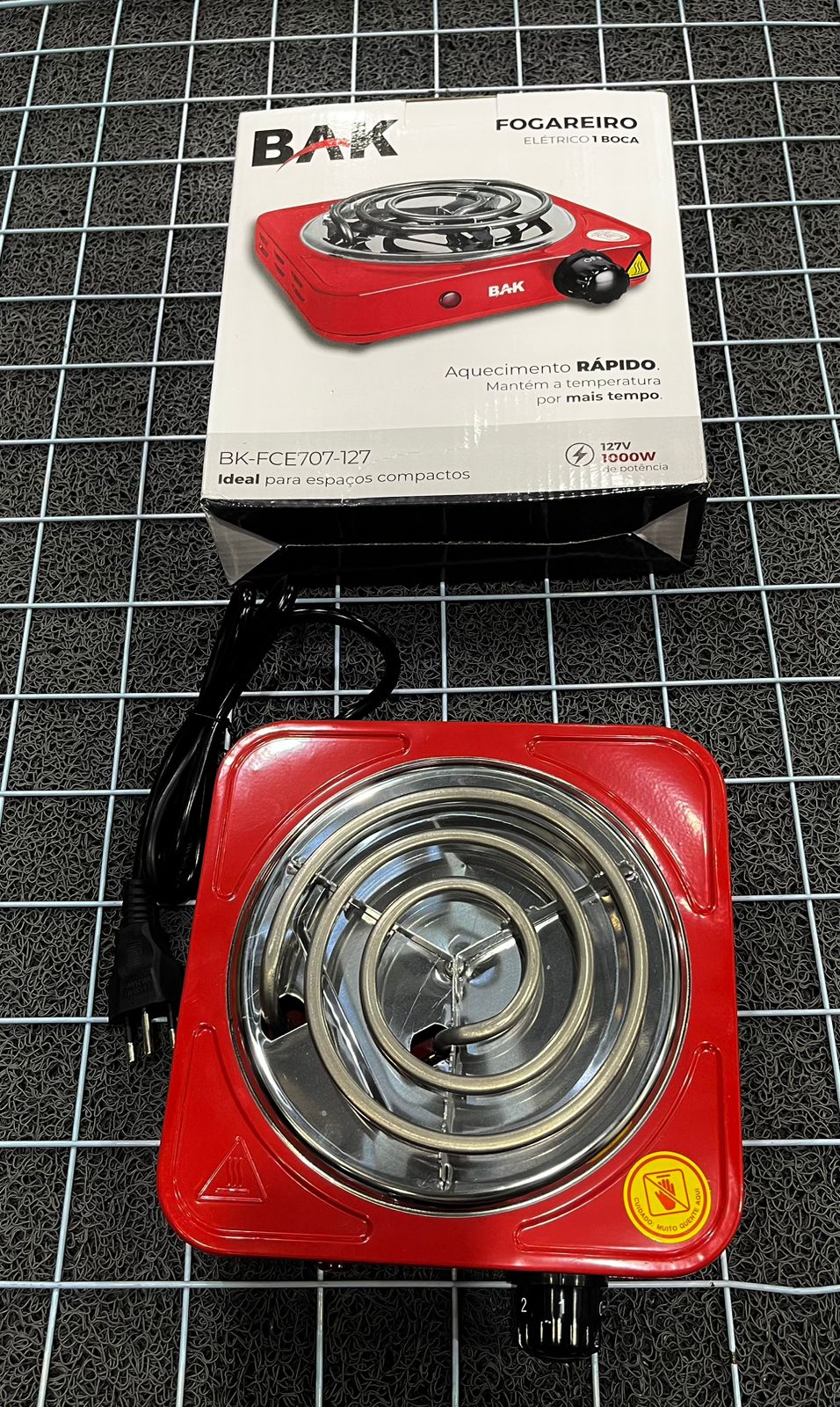 Fogareiro Elétrico 1 Boca 127V com Controle de Temperatura